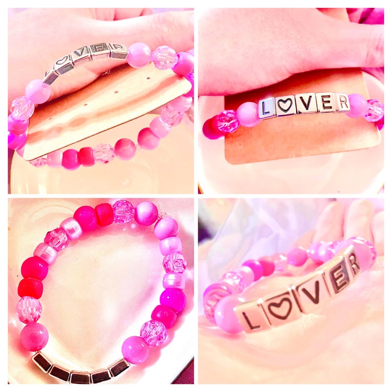 Inspiration for fall outfits to wear the Lover bracelet. This collage features a romantic pink themed outfit with the famous original cardigan. It also features Chanel No 5. It also has Cupid, flowers, and more which shows them making a great gift.