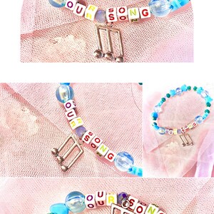 Celebrate the playful spirit of Taylor Swift’s debut album with this gold beaded bracelet, inspired by "Our Song." Featuring a music note charm, this bracelet perfectly captures the song’s fun and youthful energy making it a must-have for any Swiftie