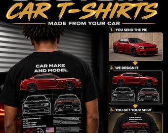 Custom Car Spec Tee - Personalized Car Model Shirt, Customizable Design with Car Specs, Unisex Car Enthusiast Apparel