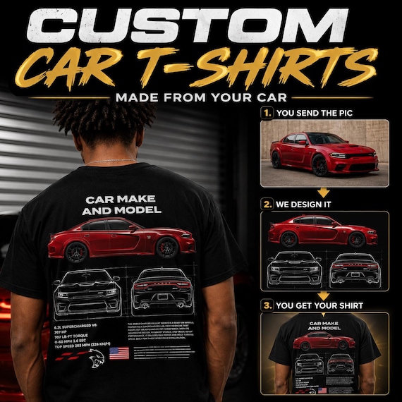 Custom Car Spec Tee - Personalized Car Model Shirt, Customizable