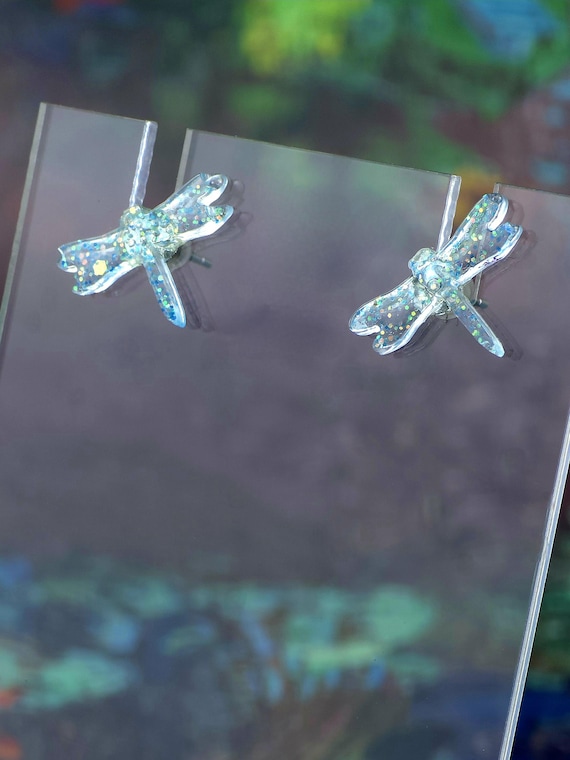 Dargonfly Flat Stainless Steel Post Stud Earrings