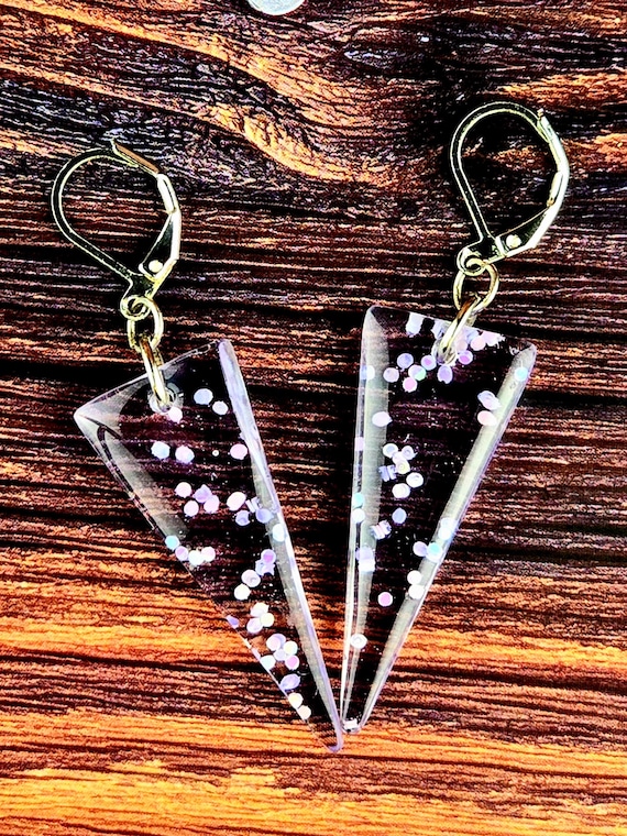 Upside-down Poke-A-Dot Triangle Earrings with Stainless Steel French Lever-Backs