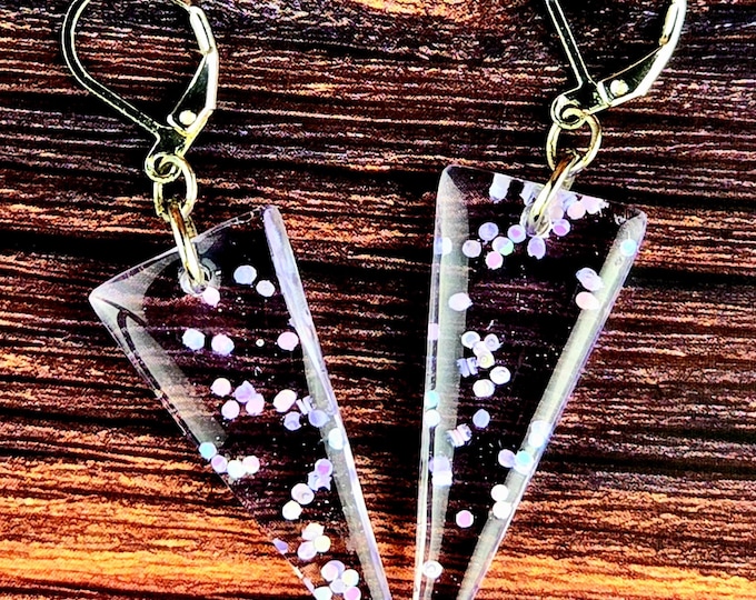 Upside-down Poke-A-Dot Triangle Earrings with Stainless Steel French Lever-Backs