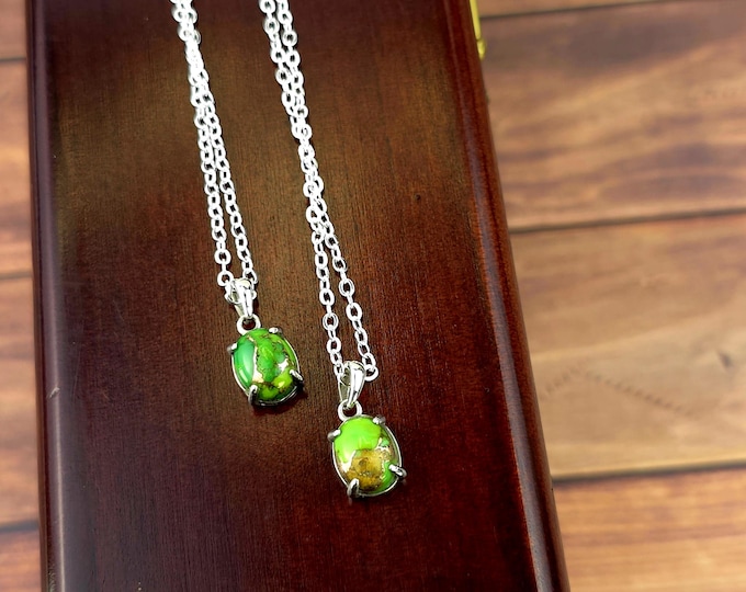 Sterling Silver Necklace Featuring A Turquoise Stone.