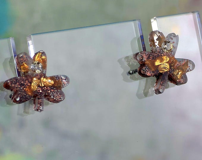 Oak Leaf Stainless Steel Post Stud Earring with Cubic Zirconium Accents