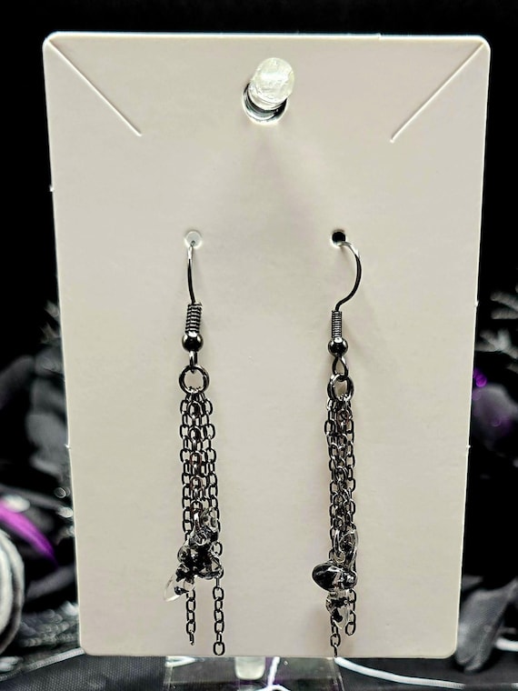 Black Stainless Steel Chain Earrings