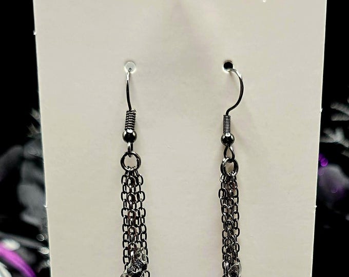 Black Stainless Steel Chain Earrings