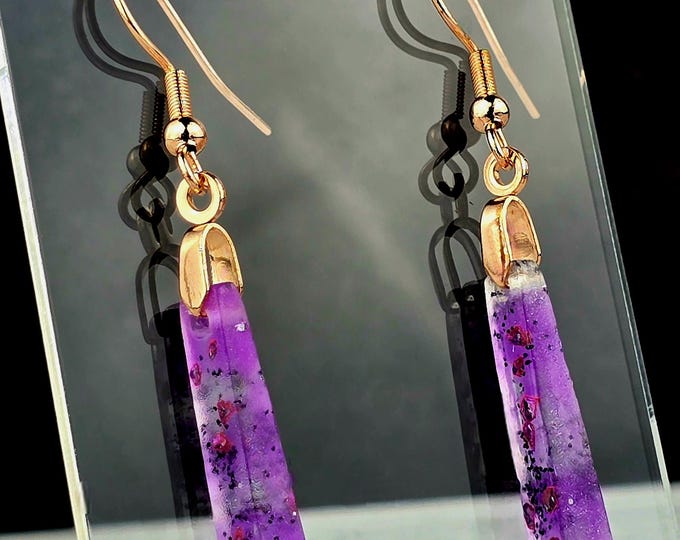 Rose Gold Dangly Resin Earrings