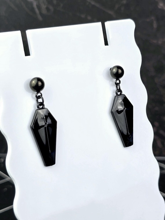 Coffin Ball Post Dangle Earrings