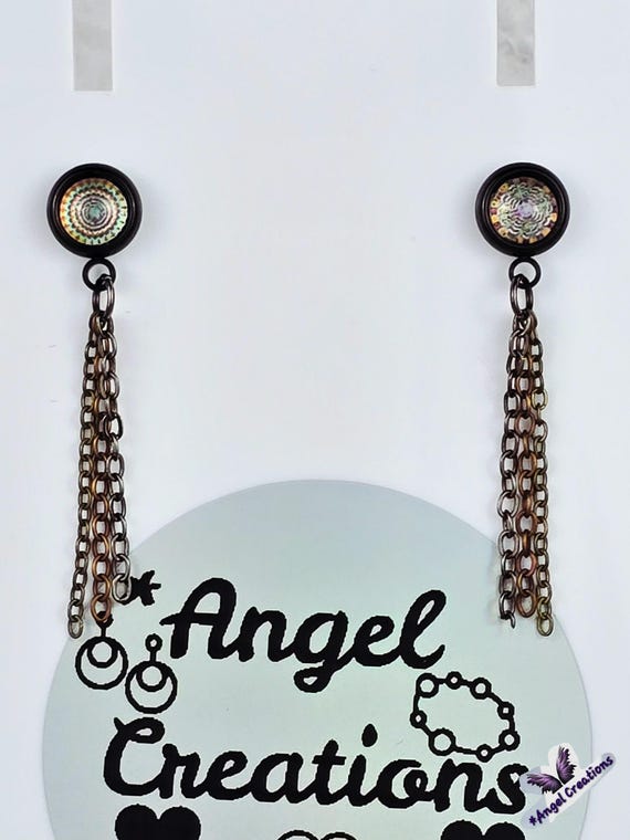 Tri-Color Bezel Dome Post Stud Stainless Steel Earrings