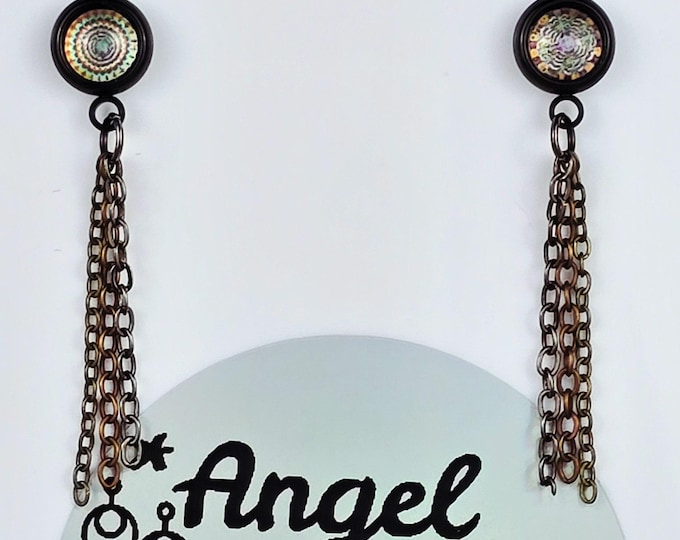 Tri-Color Bezel Dome Post Stud Stainless Steel Earrings