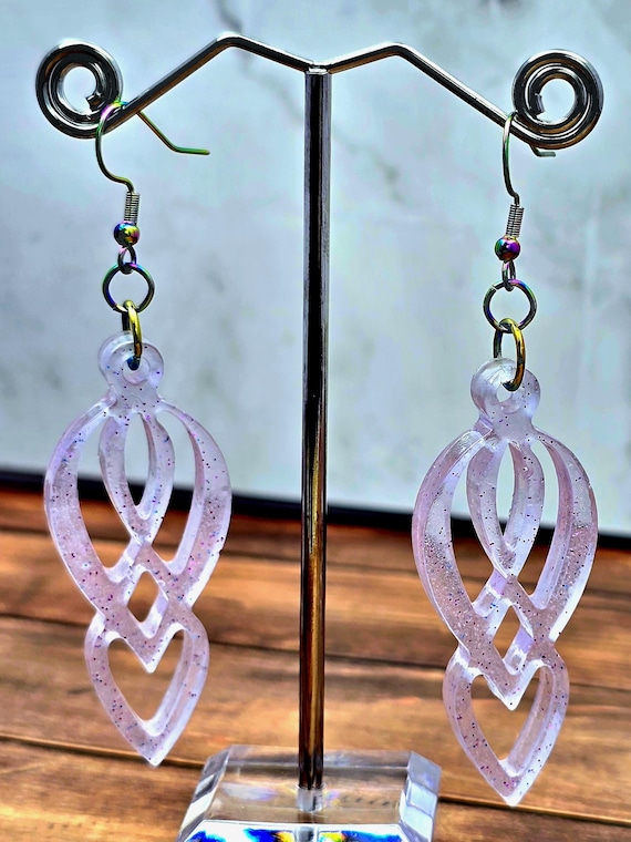 Dangly Resin Earrings With Stainless Steel Hooks