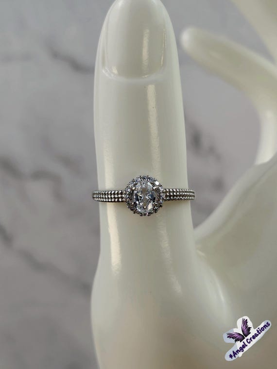 Sterling Silver Ring With Clear Oval Cubic Zirconium Gemstone