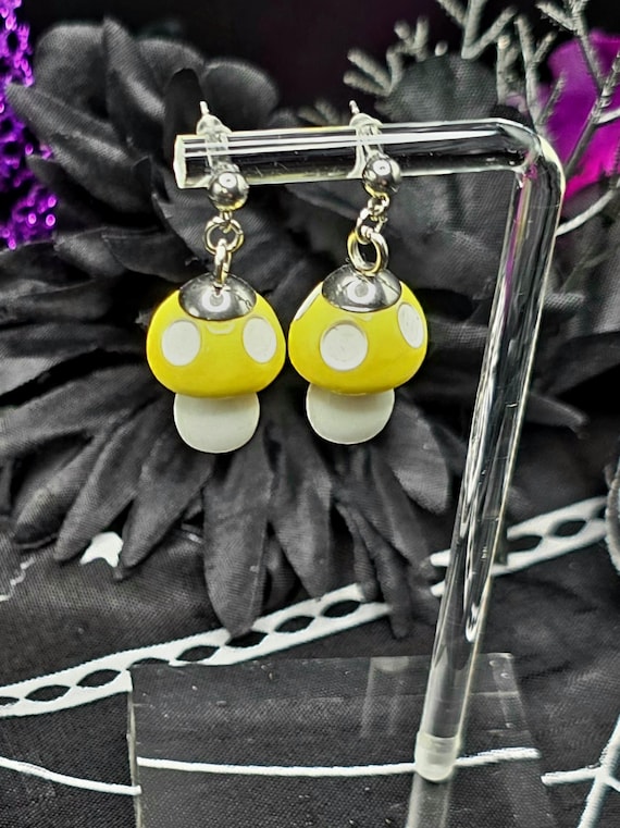 Yellow & Orange Mushroom Post Style Earrings