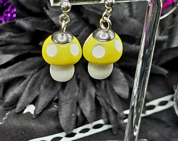 Yellow & Orange Mushroom Post Style Earrings