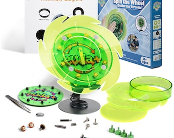 Assemblage du kit de jeu Spin the Wheel - Jouet STEM DIY pour enfants - Construisez votre propre roue - Jeu de fête en famille - Cadeau scientifique amusant