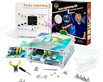 Kit scientifique de bobines Tesla pour enfants - Jouet éclair facile à faire soi-même - Aucune construction à souder - Cadeau d'anniversaire STEM sympa pour garçons 8-14 ans
