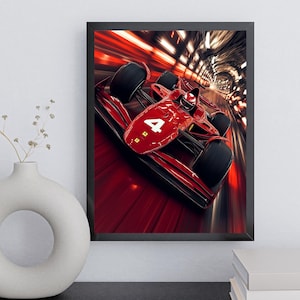 High-Speed Formula 1 Racing Poster – Red Race Car Art – Motorsport Wall Decor – Perfect for F1 Fans & Racing Enthusiasts