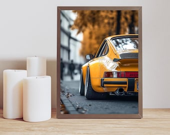 Vintage Porsche 930 widebody-poster | Klassieke sportwagen kunstafdruk | Retro automuurdecoratie | Porsche 911 Turbo-print | Luxe sportmuurkunst