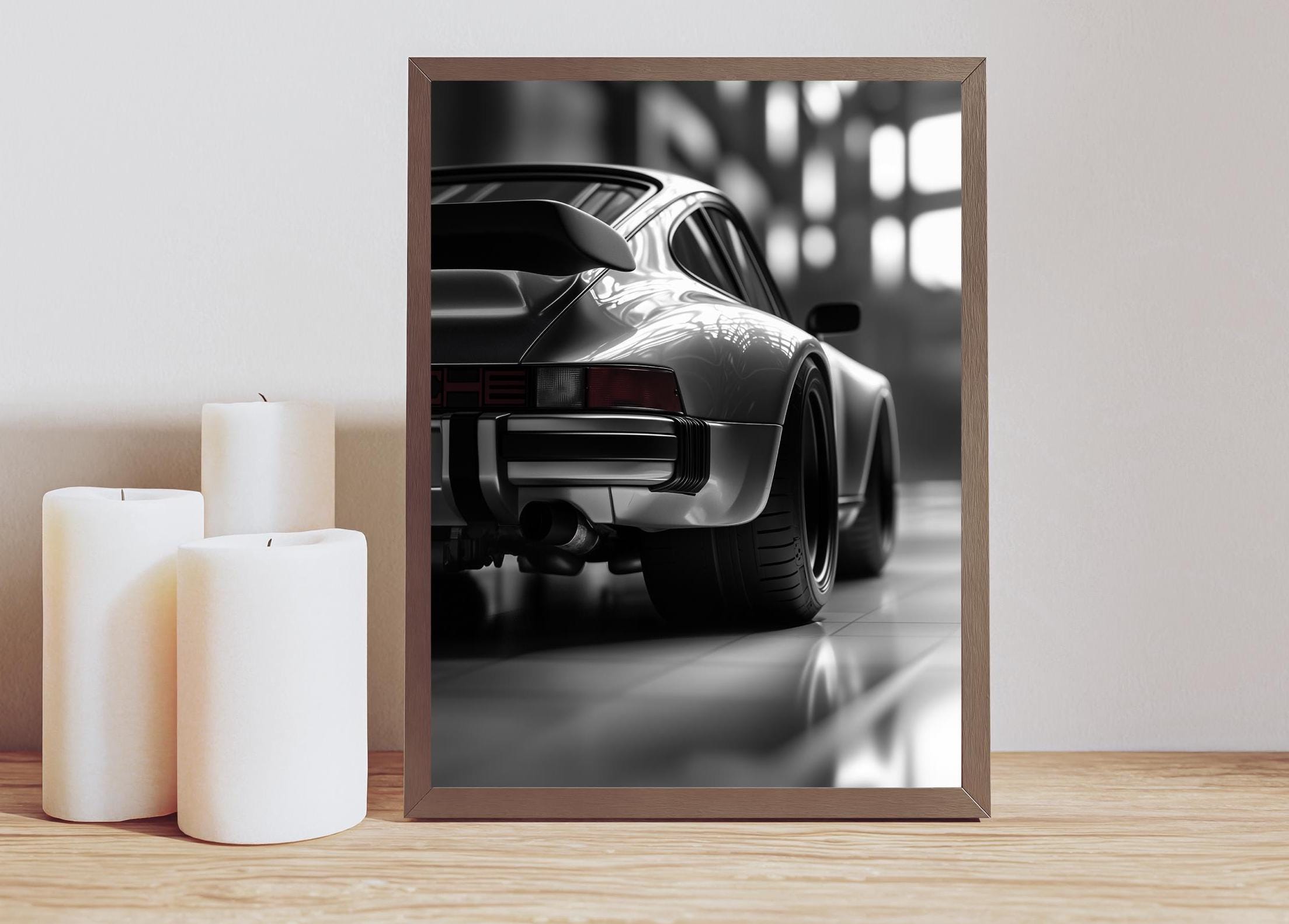 Stunning Black and White Porsche 911 Poster - Digital Download of