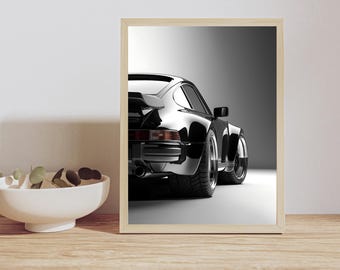 Porsche 930 Widebody Poster | Oldtimer Wand Kunst | Vintage Porsche 911 Turbo Poster | Automobil Dekor | Geschenk für Autoliebhaber