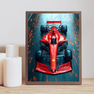 Ferrari F1 Racing Poster | High-Speed Red Formula 1 Art | Iconic Ferrari Gift for Motorsport Fans & Car Enthusiasts | Racing Wall Decor