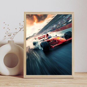 High-Speed Formula 1 Racing Poster – Dynamic F1 Car in Motion Artwork for Motorsport Enthusiasts, Vibrant Wall Art for Formula One Fans
