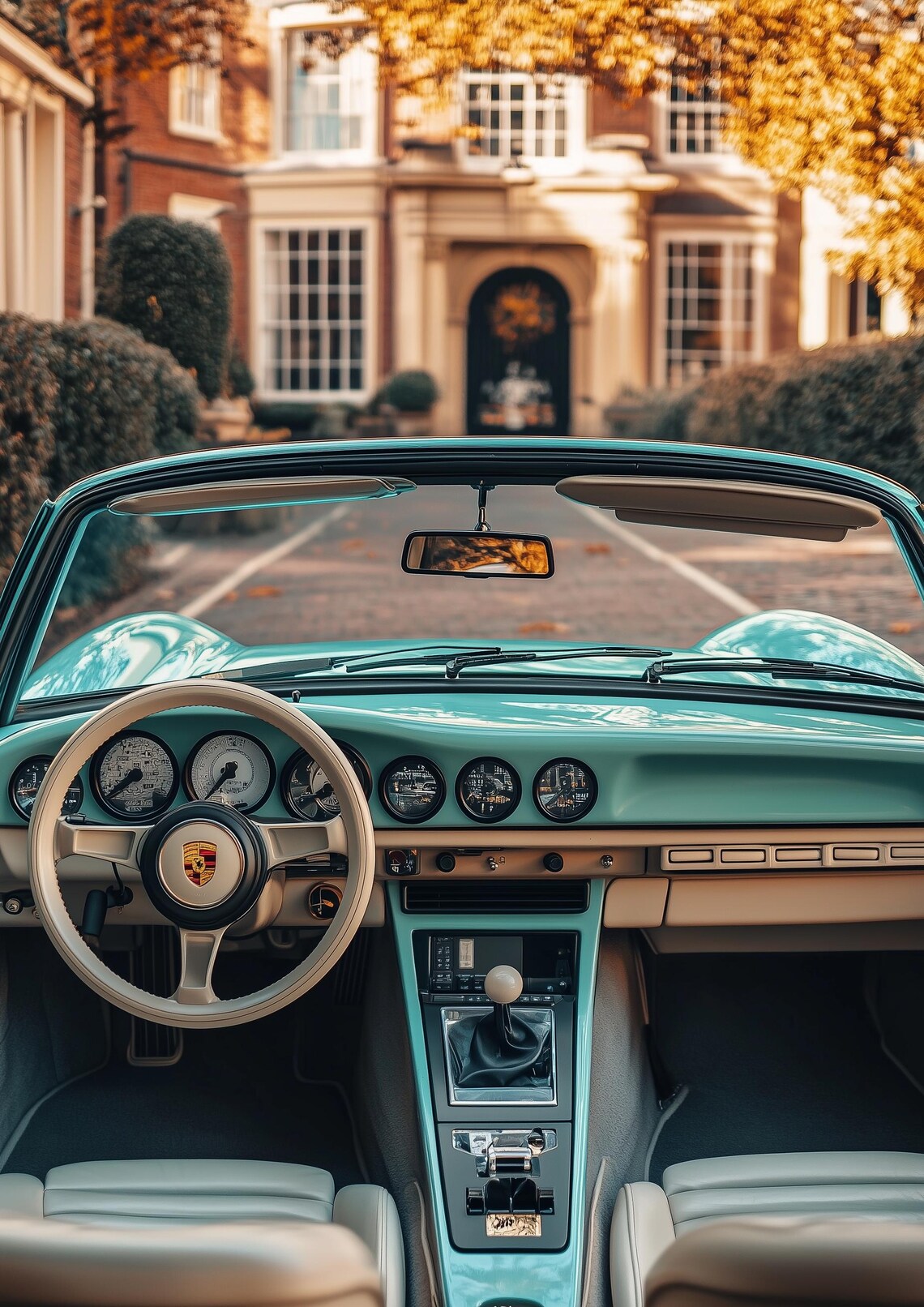 Stunning Interior of Vintage Porsche 911 Classic Convertible Car Retro ...