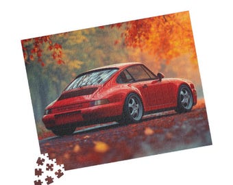 Rompecabezas de Porsche 911 rojo / Rompecabezas de coche clásico para adultos / Rompecabezas de coche deportivo icónico como regalo / Porsche coleccionable único para entusiastas