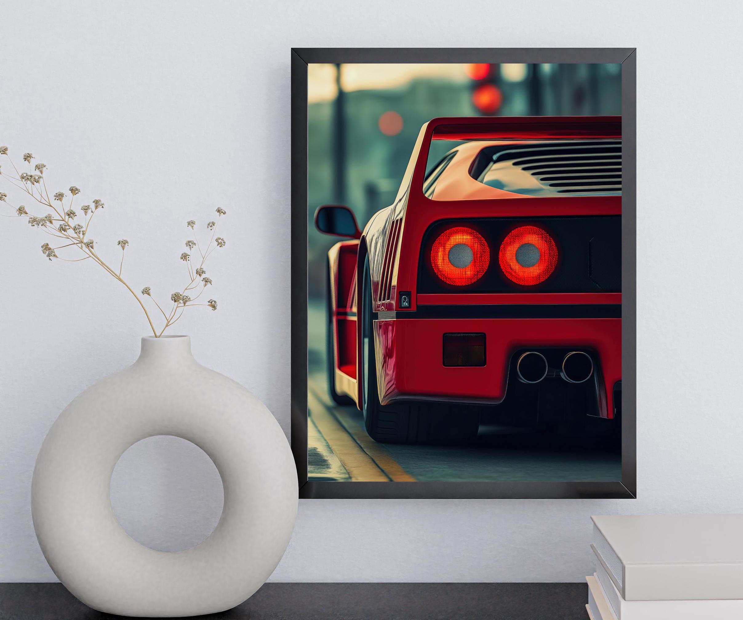Ferrari F40 Rear View Poster – Bold Ferrari Wall Art for Man Cave Decor ...