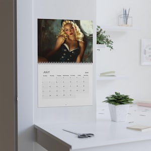 2025 Vintage Pin-Up Girl Calendar - Retro Glamour Wall Art - Classic 1940s 1950s Pin-Up Calendar - Man Cave Decor - Perfect Gift Idea