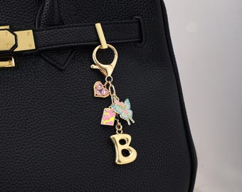 Custom keychains, personalized bag charms,handbag accessories,bridesmaid gifts,keychains with initials and birthstones,Valentine's Day gifts