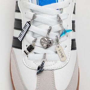 Personalized sneaker shoe charms, shoelace charms, custom shoe charms, silver jewelry, shoe charms, women&#39;s shoelace accessories, gifts