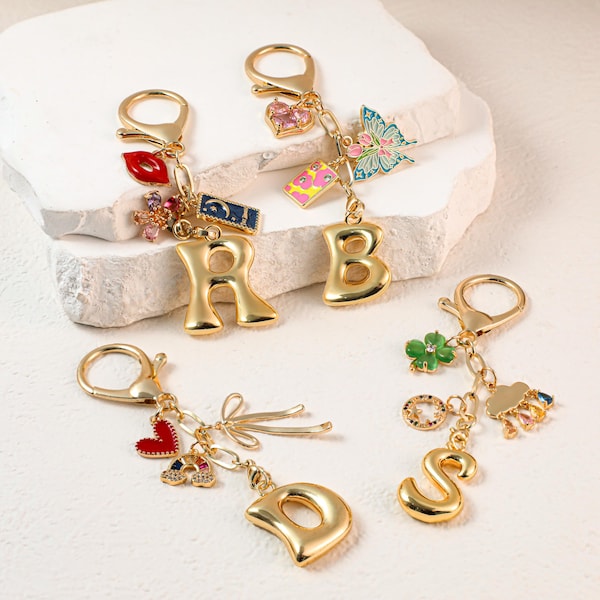 Chaveiros personalizados, pingentes para bolsas personalizados, acessórios para bolsas, presentes para madrinhas, chaveiros com iniciais e pedras de nascimento, presentes para o Dia dos Namorados