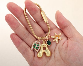 Custom keychains, personalized bag charms,handbag accessories,bridesmaid gifts,keychains with initials and birthstones,Valentine's Day gifts