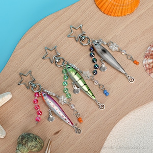 Customized initial fish lure keychain, fish lure keychain, fishing keychain, gift for fishing enthusiasts, fun pendant, gift for father