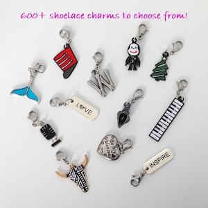 Personalized sneaker shoe charms, shoelace charms, custom shoe charms, silver jewelry, shoe charms, women&#39;s shoelace accessories, gifts