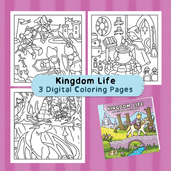 3 Digital Pages from 'Kingdom Life' Coloring Book (Digital PDF Download) Version 2