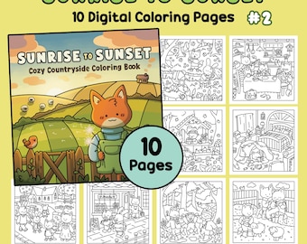 Sunrise to Sunset - 10 Digital Coloring Pages (Pack 2) by Wurley Art (PDF Download)
