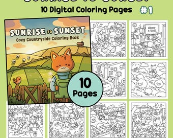 Sunrise to Sunset - 10 Digital Coloring Pages (Pack 1) by Wurley Art (PDF Download)