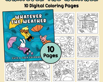 Whatever The Weather - 10 Digital Coloring Pages by Wurley Art (PDF Download)