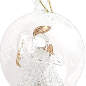 Light Up Angel Ornaments | Color Changing Glass Snowflakes (Set of 4)