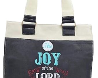 Joy of the Lord Nehemiah 8:10 Retro Gray Canvas Tote Bag