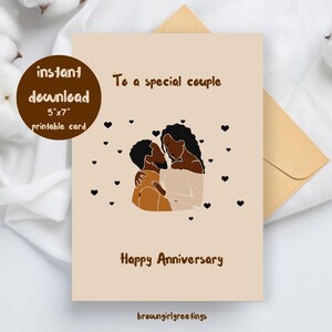 Szczęśliwej rocznicy, 5x7 kart do druku, Czarne kartki okolicznościowe, kartka okolicznościowa z melaniną, Czarne pary, pobieranie cyfrowe, natychmiastowe pobieranie