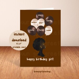 happy birthday girl, 5x7 printable cards, Black greeting cards, melanin birthday, Black woman birthday, digital download, instant download