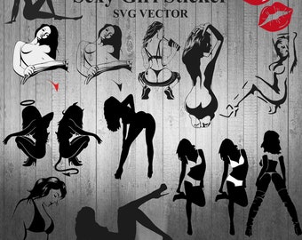 Sexy Girl Sticker SVG Vector
