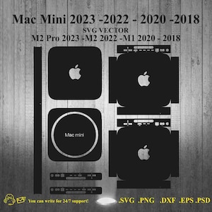 Mac Mini 2023 2022 2020 2018 Skin Template cut file SVG Vector