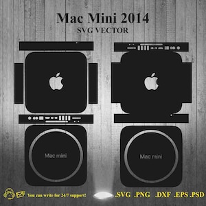 Mac mini 2014 Skin Template cut file SVG Vector