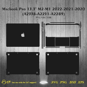 Macbook Pro 13.3&quot; Skin Template SVG Vector Cut File