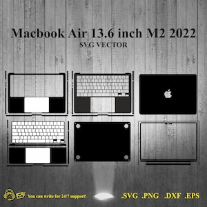 Macbook Air 13,6" M2/M3-skinmal SVG-vektorklippsfil